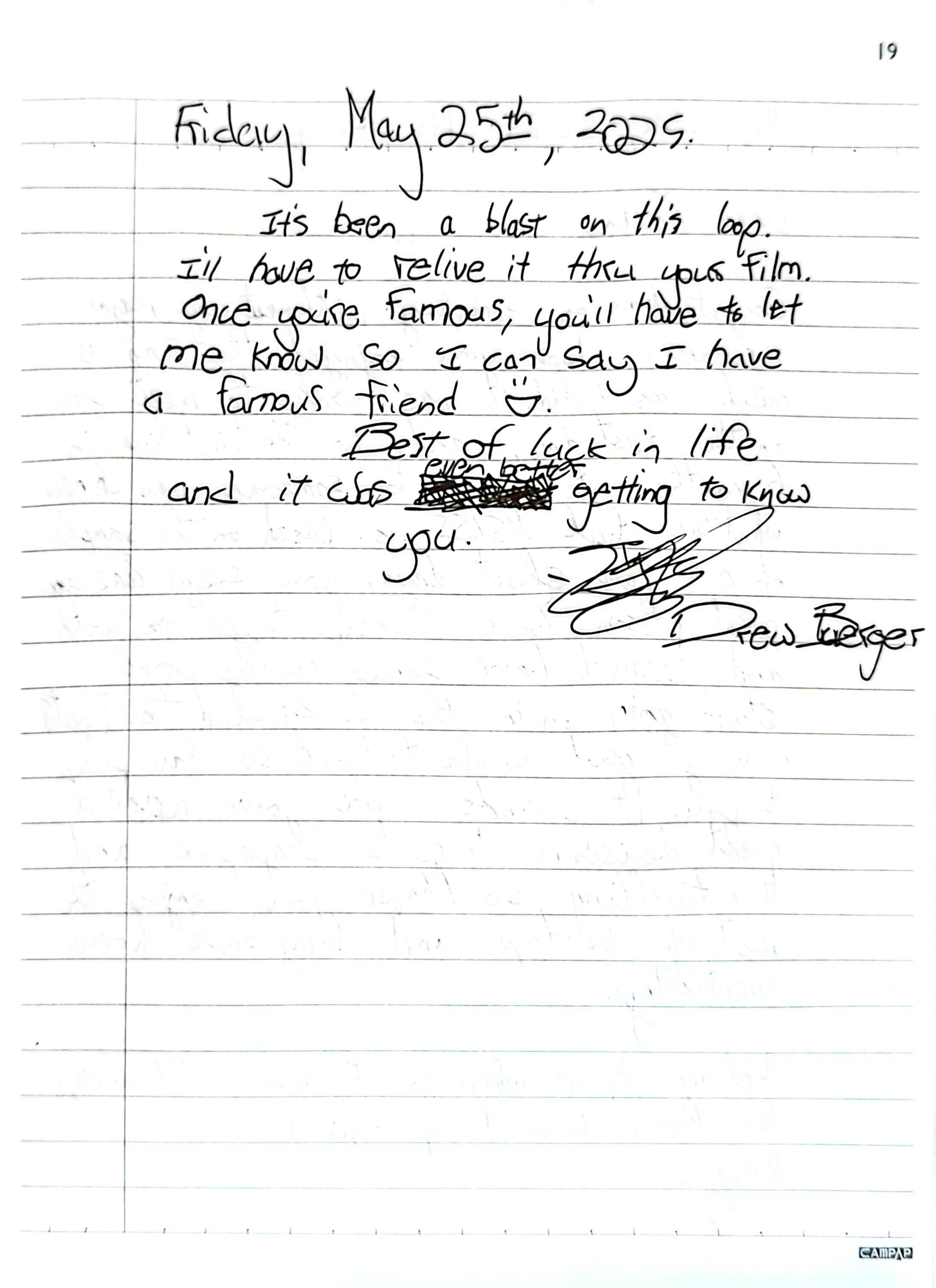 Letter from Drew